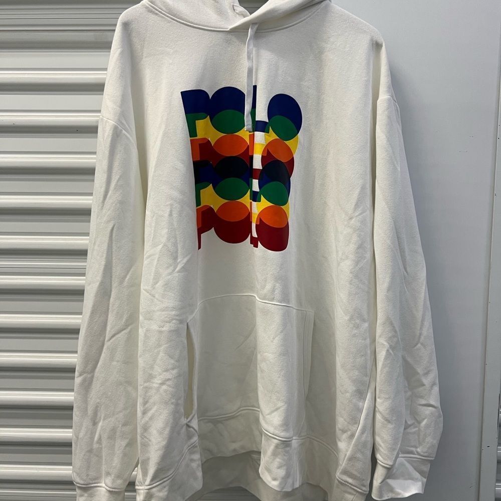 Ralph Lauren White Hoodie with Colorful Accents NEW
